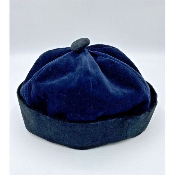 Hildegard Gunzel Doll Hat Blue Black Velvet Fold Up Brim Beanie Made In USA #4 - Picture 4 of 10